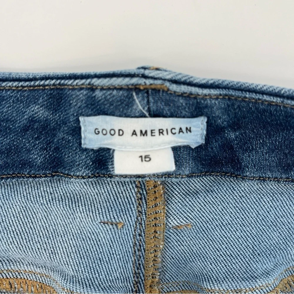 Good‎ American Good Legs Stovepipe Distressed Jeans GLC1380T BLUE673 Size 15